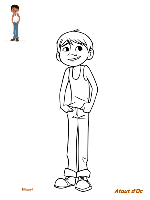 Coloriage Miguel Rivera Garçon De 12 Ans - Coco Disney à imprimer
